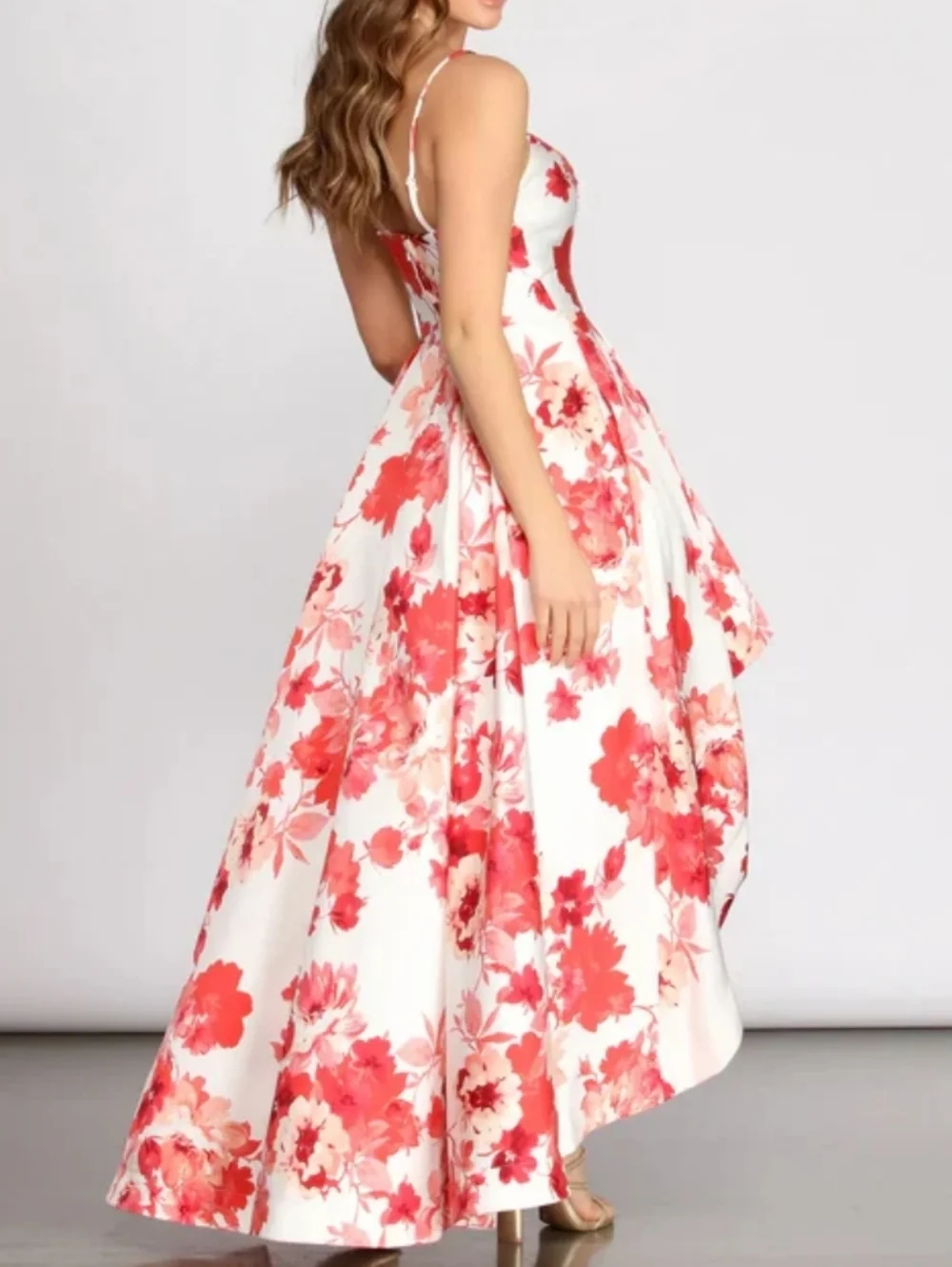 Xtraordinary Windsor Reds Floral High-Low Dress with Red Print Sz 5 Prom - Picture 3 of 16